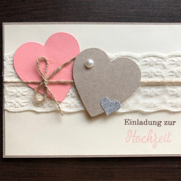 Hochzeitseinladung/ Einladung/ Einladungskarte vintage zur Hochzeit/ Trauung mit Spitze