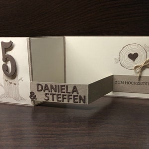 Personalisierte Karte/ Glückwunschkarte zur hölzernen Hochzeit/ Holzhochzeit/ 5.Hochzeitstag