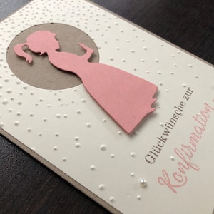 Glückwunschkarte/ Gratulationskarte zur Kommunion/ Konfirmation - Mädchen