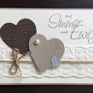 Karte/ Grußkarte/ Glückwunschkarte zur Hochzeit/ Trauung/ Verlobung mit Spitze *handgemacht*