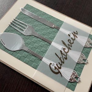 Gutscheinkarte/ Geschenkgutschein/ Karte/Gutschein zum Essen gehen/ Abendessen/ Restaurantbesuch