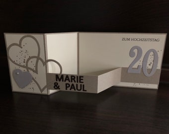 Card/ Congratulations card for a porcelain wedding anniversary/ 20th wedding anniversary