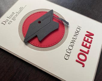 Personalized card/congratulations card for passing an exam/graduation/high school diploma/doctorate/master's/bachelor's degree/study