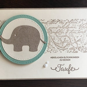 Taufkarte/ Karte/ Glückwunschkarte zur Taufe   Elefant