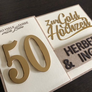 Personalisierte Karte/ Glückwunschkarte zur goldenen Hochzeit/ 50. Hochzeitstag/ Goldhochzeit Bild 3