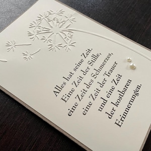 Carte de deuil/carte de condoléances/carte de sympathie - pissenlit