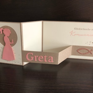 Carte personnalisée/carte de félicitations pour communion/confirmation - fille