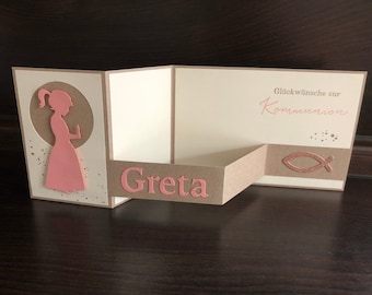 Personalized card/congratulatory card for First Communion/Confirmation - girl