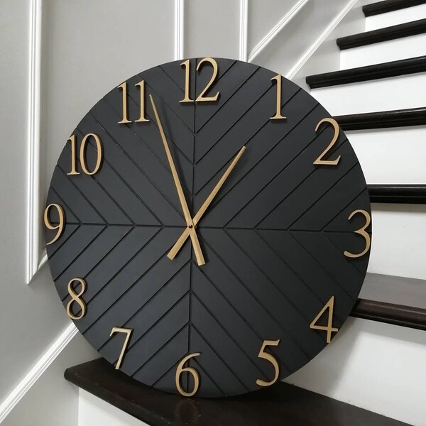 Herringbone design 23" farmhouse clock