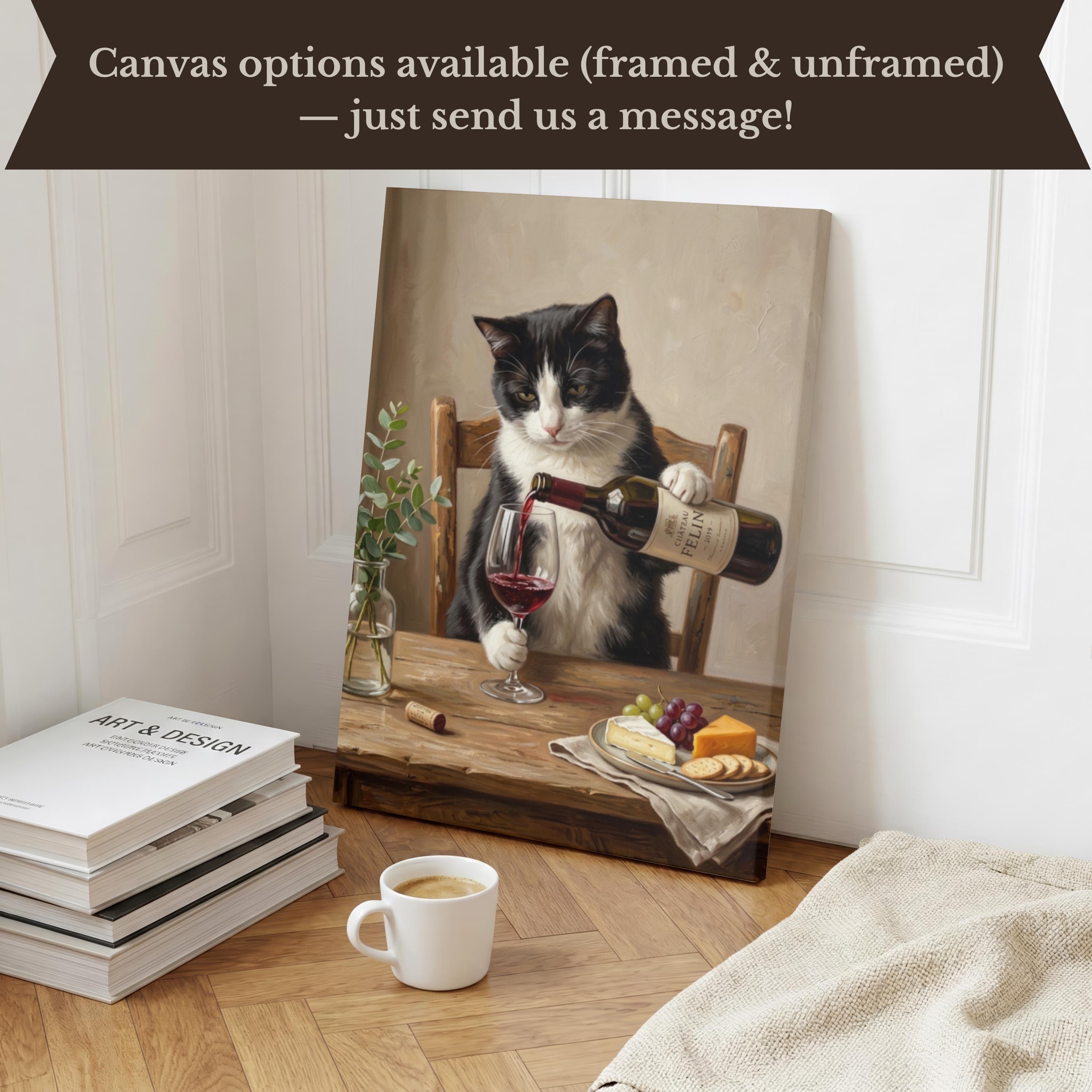 Funny Cat Wine Art Print, Tuxedo Cat Pouring Wine, Wine Lover Gift ...