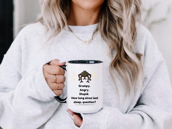 Funny Bookish Mug | Rocky Alien Illustration | Grumpy Sleep Deprived Sci-Fi Gift | Reader Humor | Readers Sci-Fi Fans Gift | Book Nook Decor