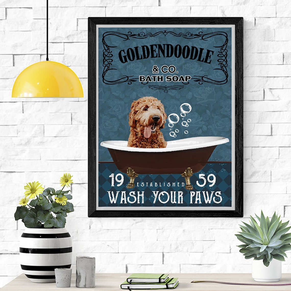Goldendoodle and Co Bath Soap Wash Your Paws Poster Etsy