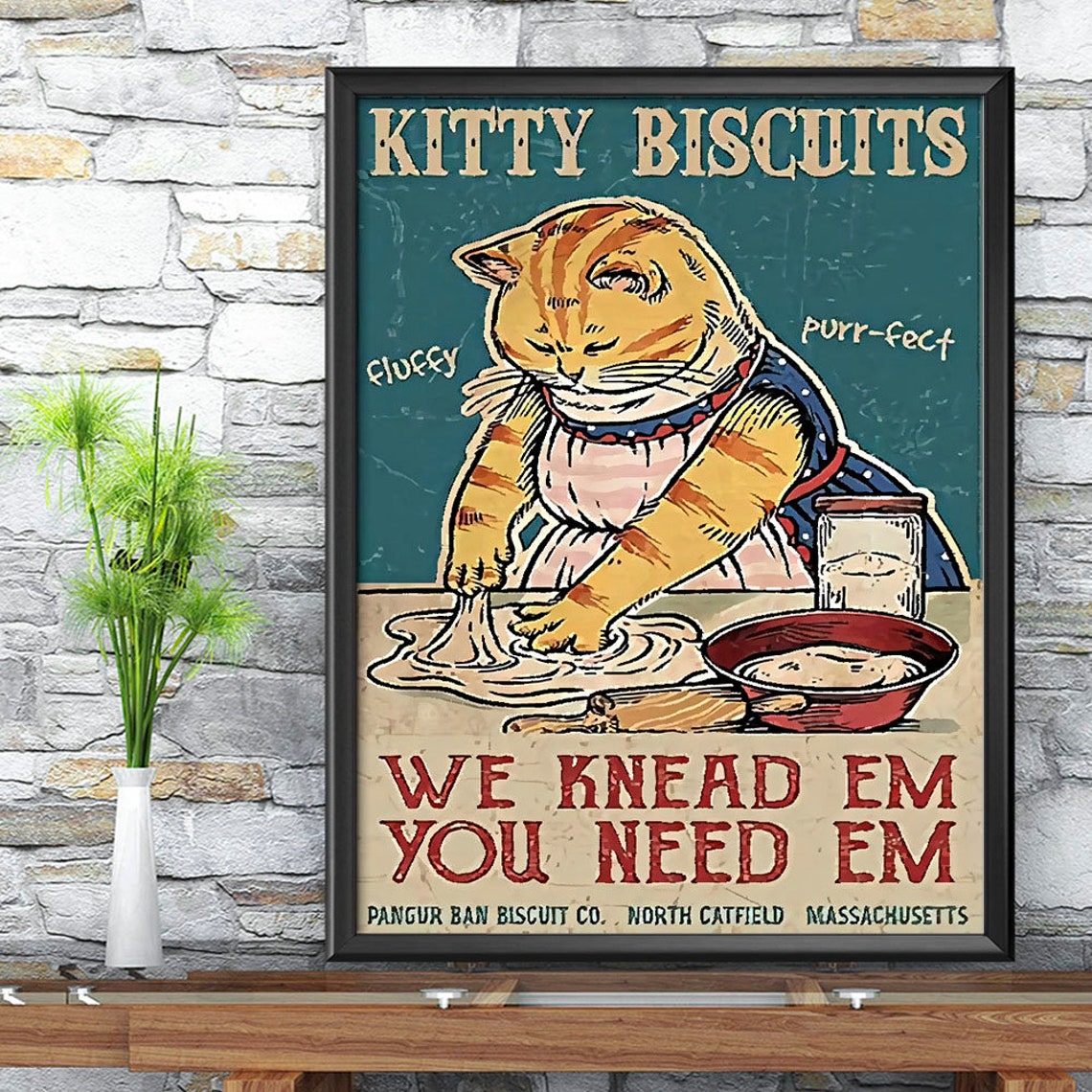 Kitty Biscuits We Knead Em You Need Em Poster Black Cat Etsy