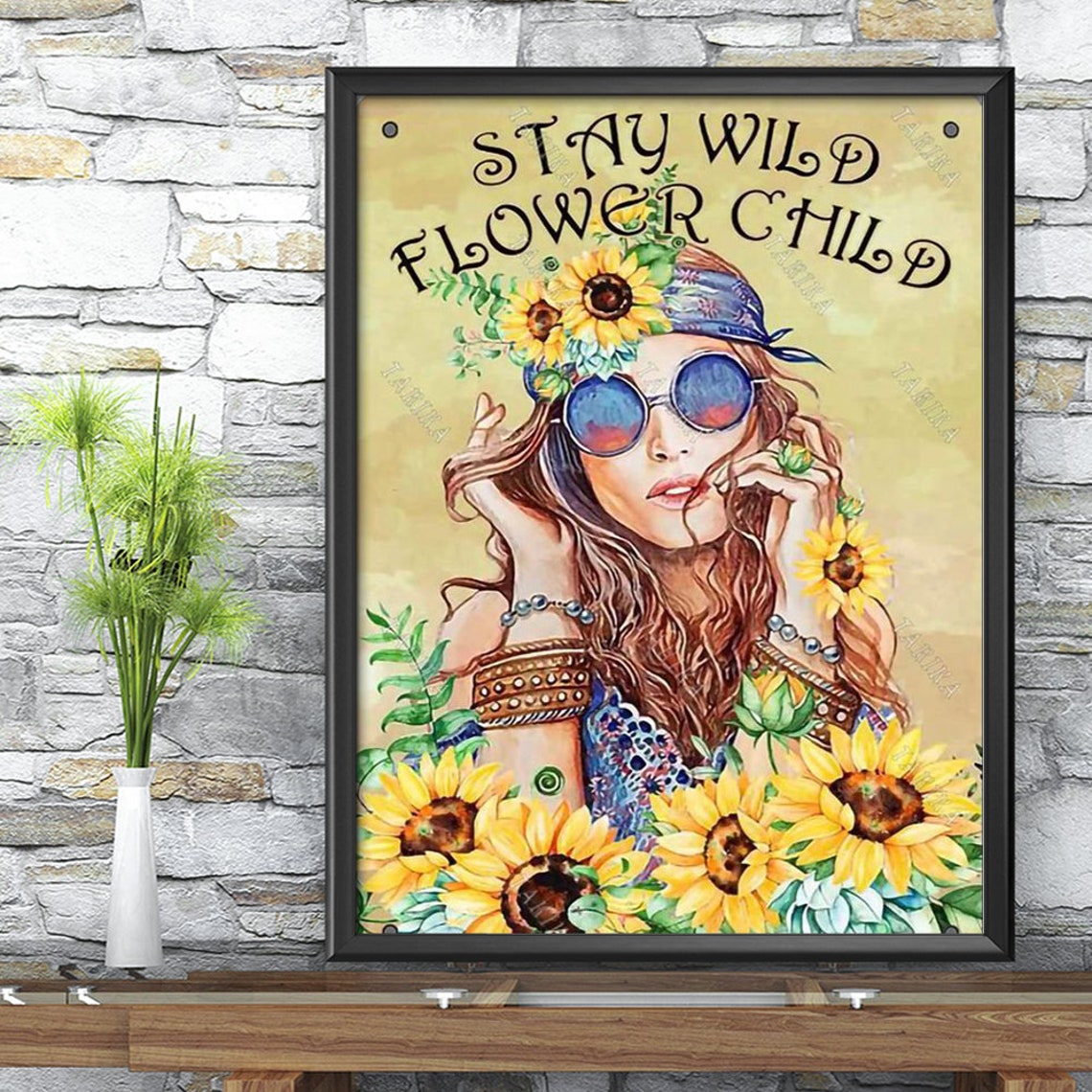 Stay Wild Flower Child Poster Girl Hippie Poster Vintage Etsy