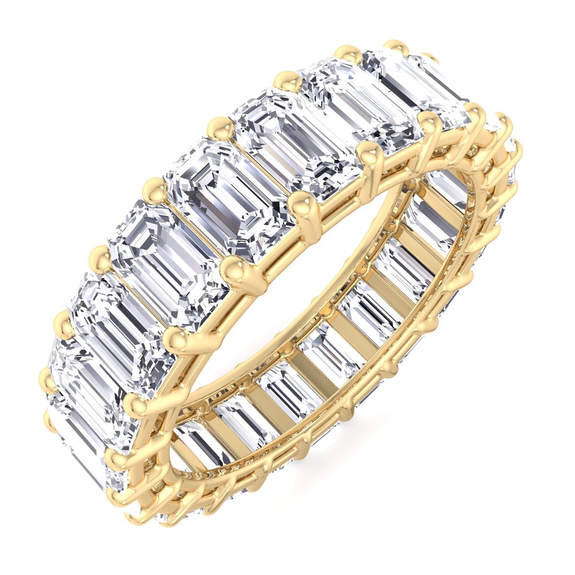 4CT Emerald Cut Diamond Eternity Band in 18k Yellow Gold | Etsy