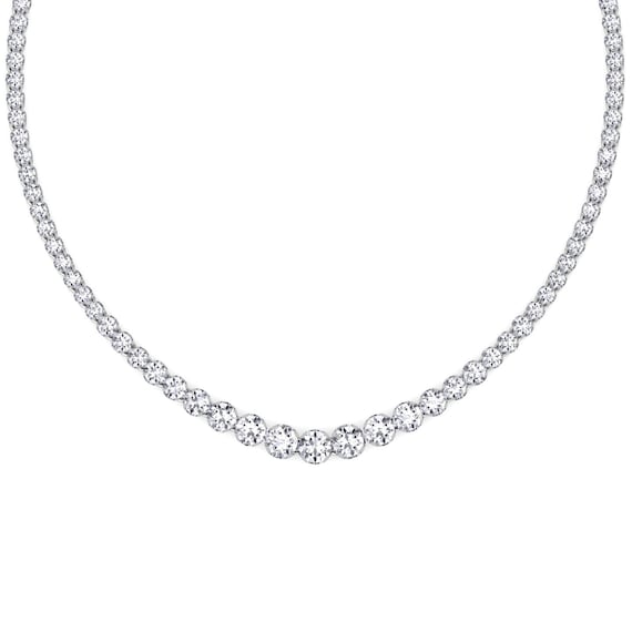 5.5CT Graduated Diamond Tennis Necklace 