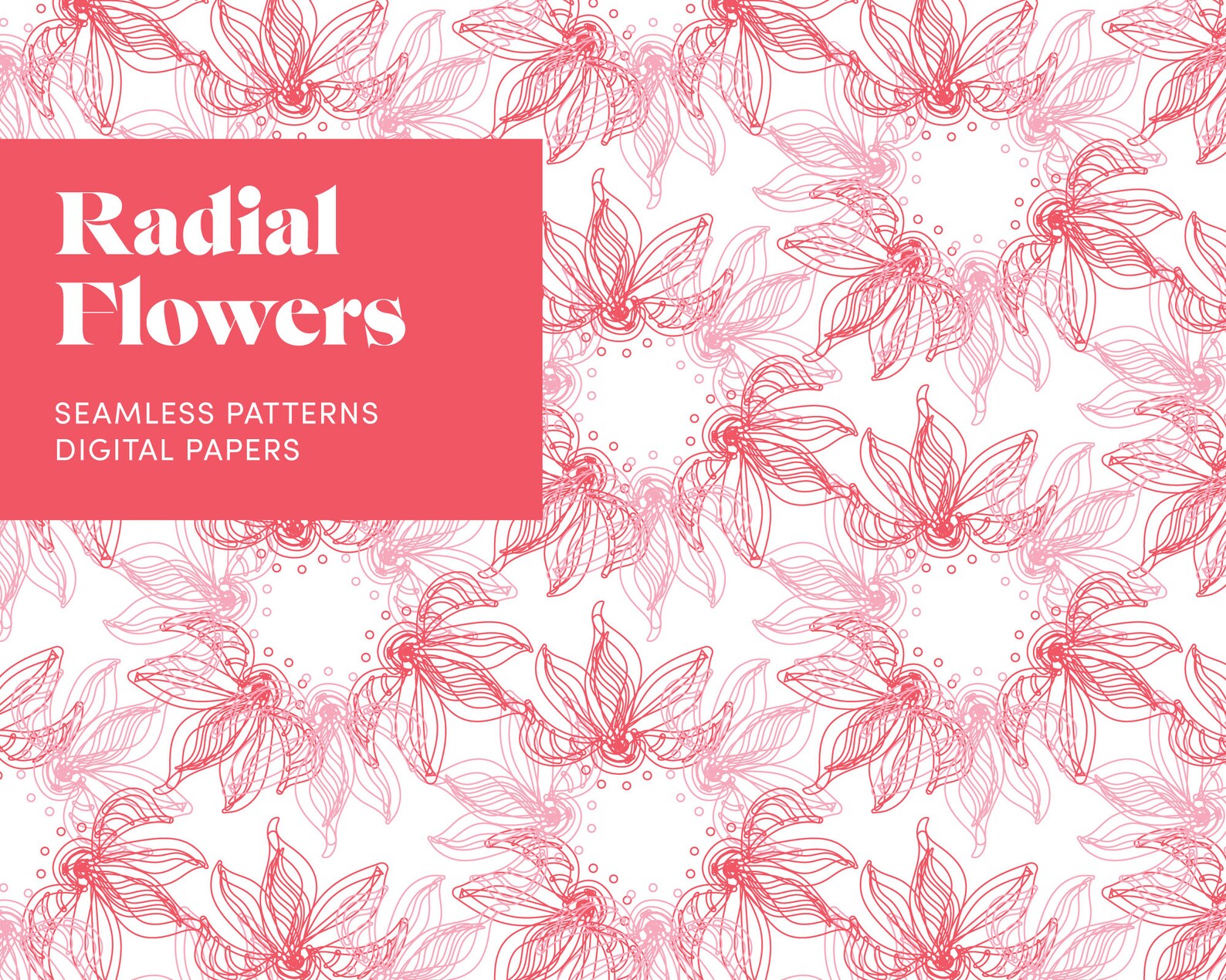 Radial Flowers Seamless Patterns Digital Product Instant Etsy