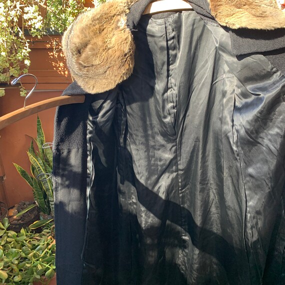 Gorgeous Vintage 1940s Vintage Black Wool Coat wi… - image 7