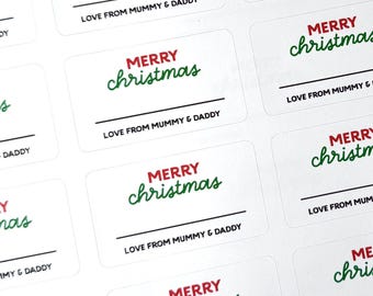 Merry Christmas Stickers | Personalised “Love From” Stickers | Custom Holiday Labels