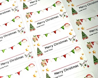 Blank Christmas Frame Label Stickers | Festive Gift Tag Stickers | Xmas Labels with “Love From” for Wrapping & Presents