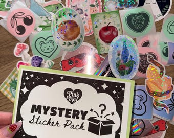Mystery Sticker Pack - Handmade Individual Stickers - Cute Aesthetic - Surprise Sticker Bundle -  Fun Sparkly Mail - 10 Stickers Per Pack