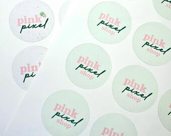 Logo Stickers • Small Business Packaging Stickers • Sheet of 20  • Personalised with your design  • Custom labels • circle round stickers