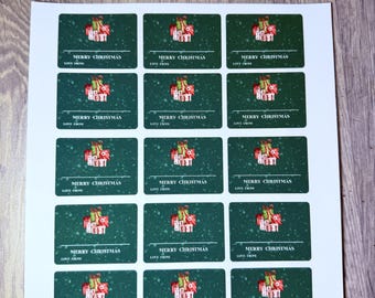 Blank Green Christmas Gift Label Stickers – Snowfall Present Design | Festive “Love From” Labels | Xmas Wrapping Stickers