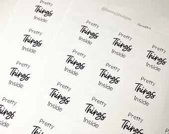 Pretty Things Inside Packaging Stickers •  Sheet Of 20 •  Penpal •  Scrapbooking • Small Business