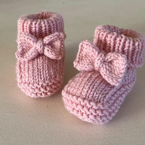 Bow Booties Baby Knitting Pattern 0-3 & 3-6 Mths Beginner Knitter Easy to Follow Pattern In ENGLISH PDF Download Socks Gift DK Shoes Crafter image 8