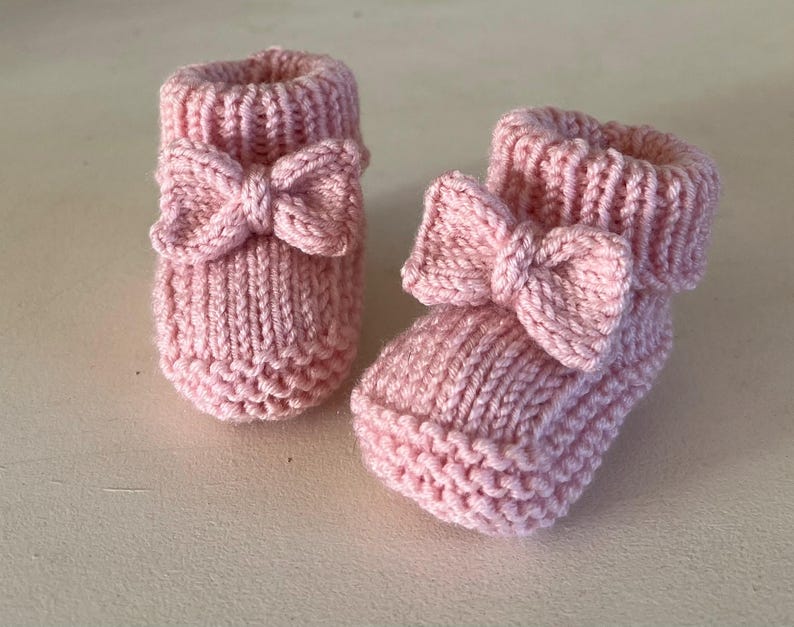 Bow Booties Baby Knitting Pattern 0-3 & 3-6 Mths Beginner Knitter Easy to Follow Pattern In ENGLISH PDF Download Socks Gift DK Shoes Crafter image 8