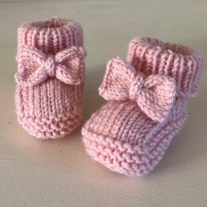 Bow Booties Baby Knitting Pattern 0-3 & 3-6 Mths Beginner Knitter Easy to Follow Pattern In ENGLISH PDF Download Socks Gift DK Shoes Crafter image 3