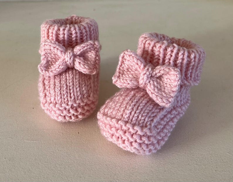 Bow Booties Baby Knitting Pattern 0-3 & 3-6 Mths Beginner Knitter Easy to Follow Pattern In ENGLISH PDF Download Socks Gift DK Shoes Crafter image 3