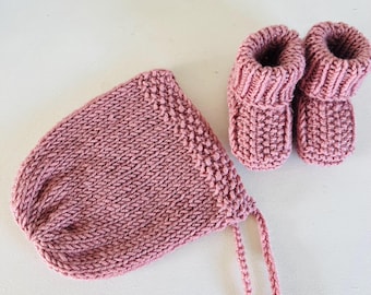 Conjunto de botitas y gorro para bebé en punto semilla (patrón de tejido en PDF, para bebés de 0 a 3 y de 3 a 6 meses), fácil de seguir, para recién nacidos (en inglés)