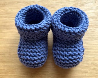 Patrón de tejido para recién nacidos en PDF. Patucos para bebé de 0 a 3 y de 3 a 6 meses. Descargar patrón en inglés. Calcetines de regalo para principiantes. Zapatos tejidos a mano fila por fila.