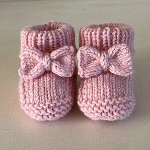 Bow Booties Baby Knitting Pattern 0-3 & 3-6 Mths Beginner Knitter Easy to Follow Pattern In ENGLISH PDF Download Socks Gift DK Shoes Crafter image 6