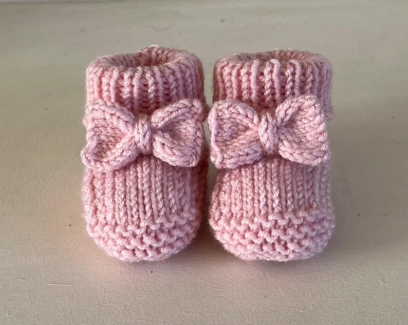 Bow Booties Baby Knitting Pattern 0-3 & 3-6 Mths Beginner Knitter Easy to Follow Pattern In ENGLISH PDF Download Socks Gift DK Shoes Crafter image 6