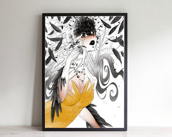 A3-Poster "Die Rabenhexe" im Anime/Manga-Stil | Anime Poster | Raumdekoration | Raben Hexe