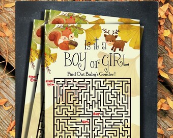 Printable Boy or Girl Gender Reveal Maze ( Labyrinth ) Game Animals Design - Gender Reveal Party Game - Gender Reveal İdeas - He or She
