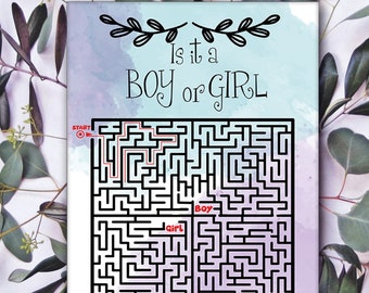 Printable Boy or Girl Gender Reveal Labyrinth Game - Maze Game - Gender Reveal Party Game- Gender Reveal İdeas - He or She - Baby Shower