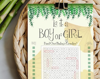 Baby Gender Reveal Word Search Game - Gender Reveal Party Game - Gender Reveal Ideas - Woordzoekspel - Hij of Zij - Geslachtsaankondiging