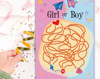 Printable Boy or Girl Gender Reveal Rope Labyrinth Game - Rope Maze Game - Gender Reveal Party Game- Gender Reveal İdeas - He or She