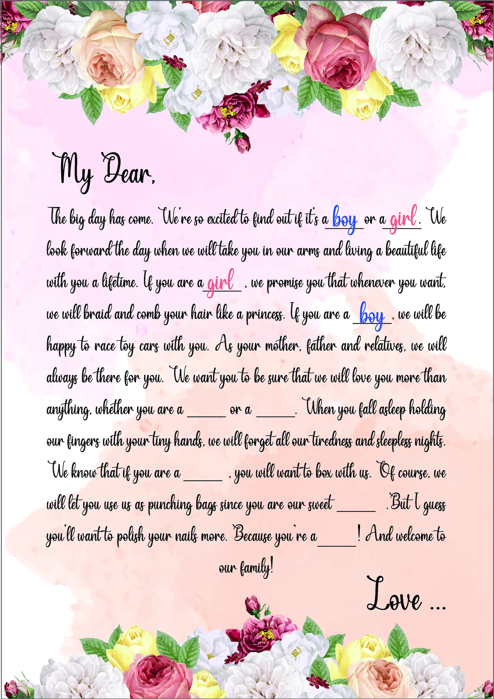 Printable Boy Or Girl Gender Reveal Game First Letter Etsy