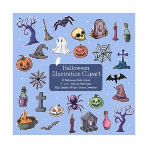 Halloween Illustrations Clipart Design Illustration Images – Instant Download