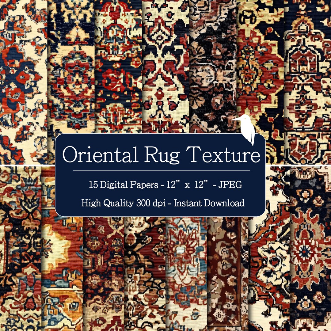 Oriental Rug Texture Digital Papers Set for Instant Download, Digital ...