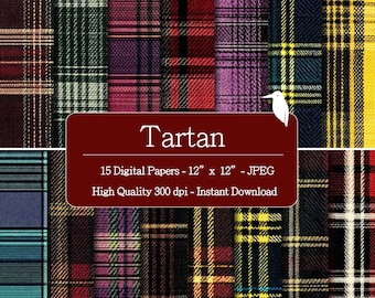 Tartan Texture Digital Papers Set for Instant Download, Digital Patterns, Scrapbooking & crafting, printable patterns