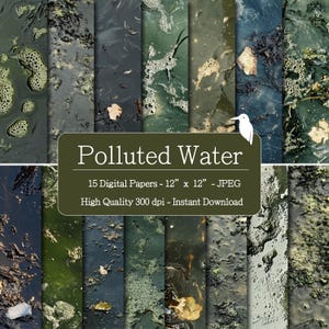 Polluted Water Texture Digital Papers Set for Instant Download, Digital Patterns, Scrapbooking & crafting, printable patterns