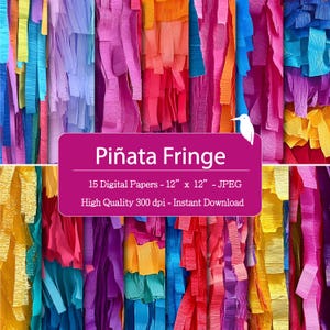 Piñata Fringe Designs Textures Digital Papers Set for Instant Download, Digital Patterns, Scrapbooking & crafting