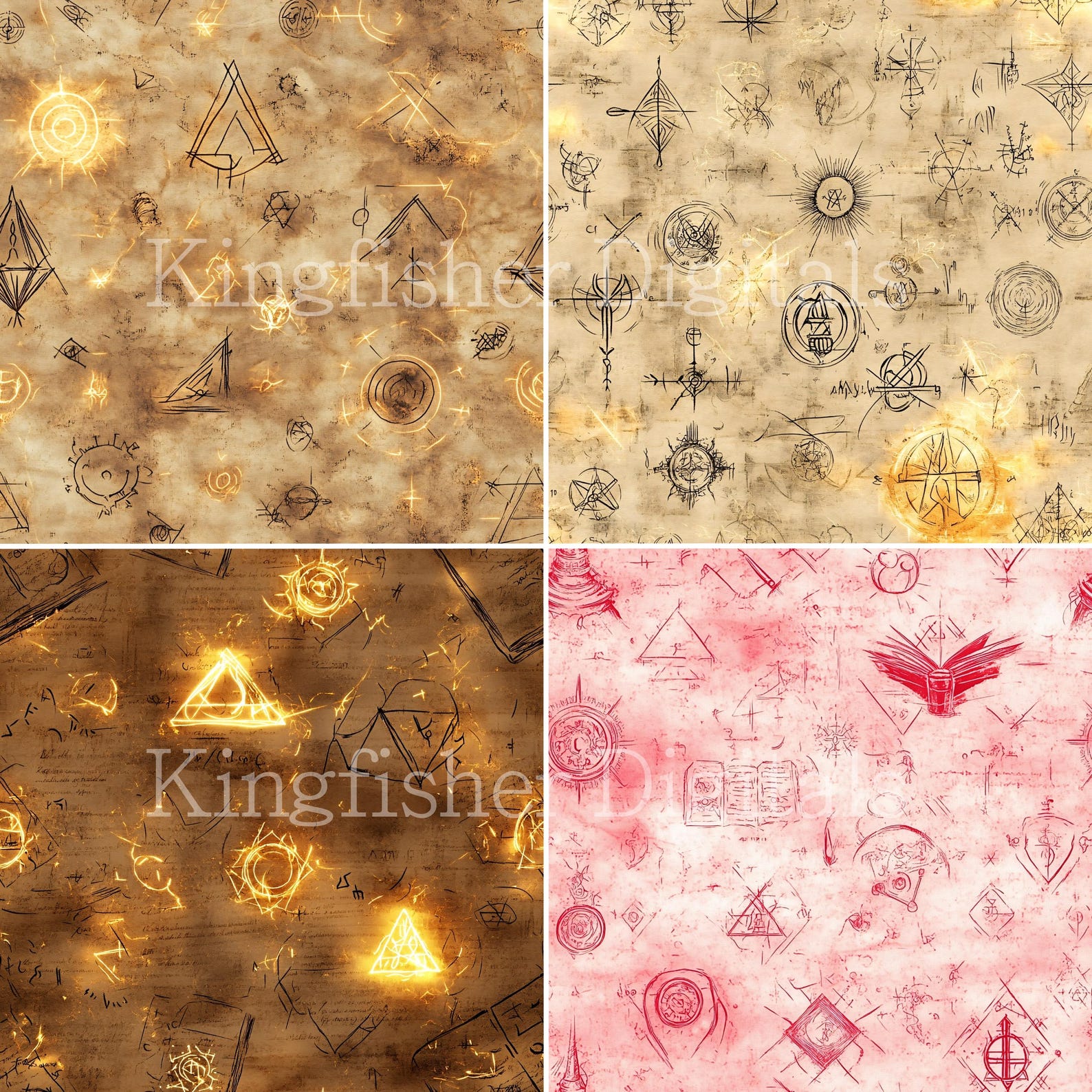 Magical Arcane Symbols Texture Digital Papers Set for Instant Download ...