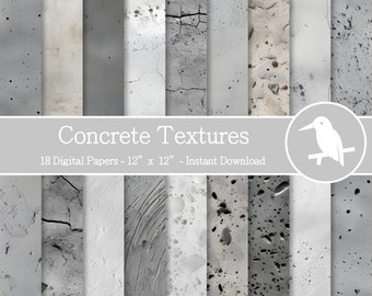 Concrete Texture Digital Paper Set, Scrapbooking Patterns (Digital Download)