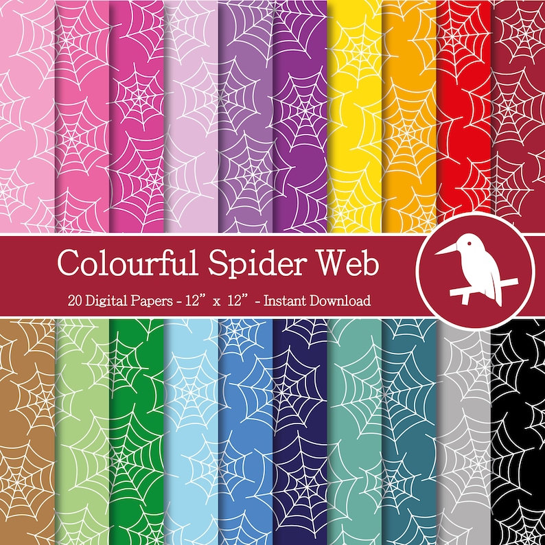 Colorful Spider Web Digital Paper Set: Scrapbooking Patterns (digital ...